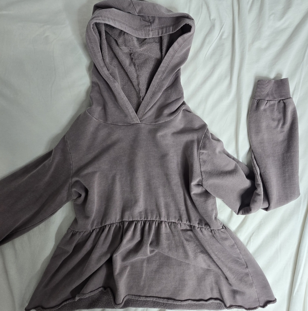 Pinkish Grey Girl's Ruffle Hoodie Used